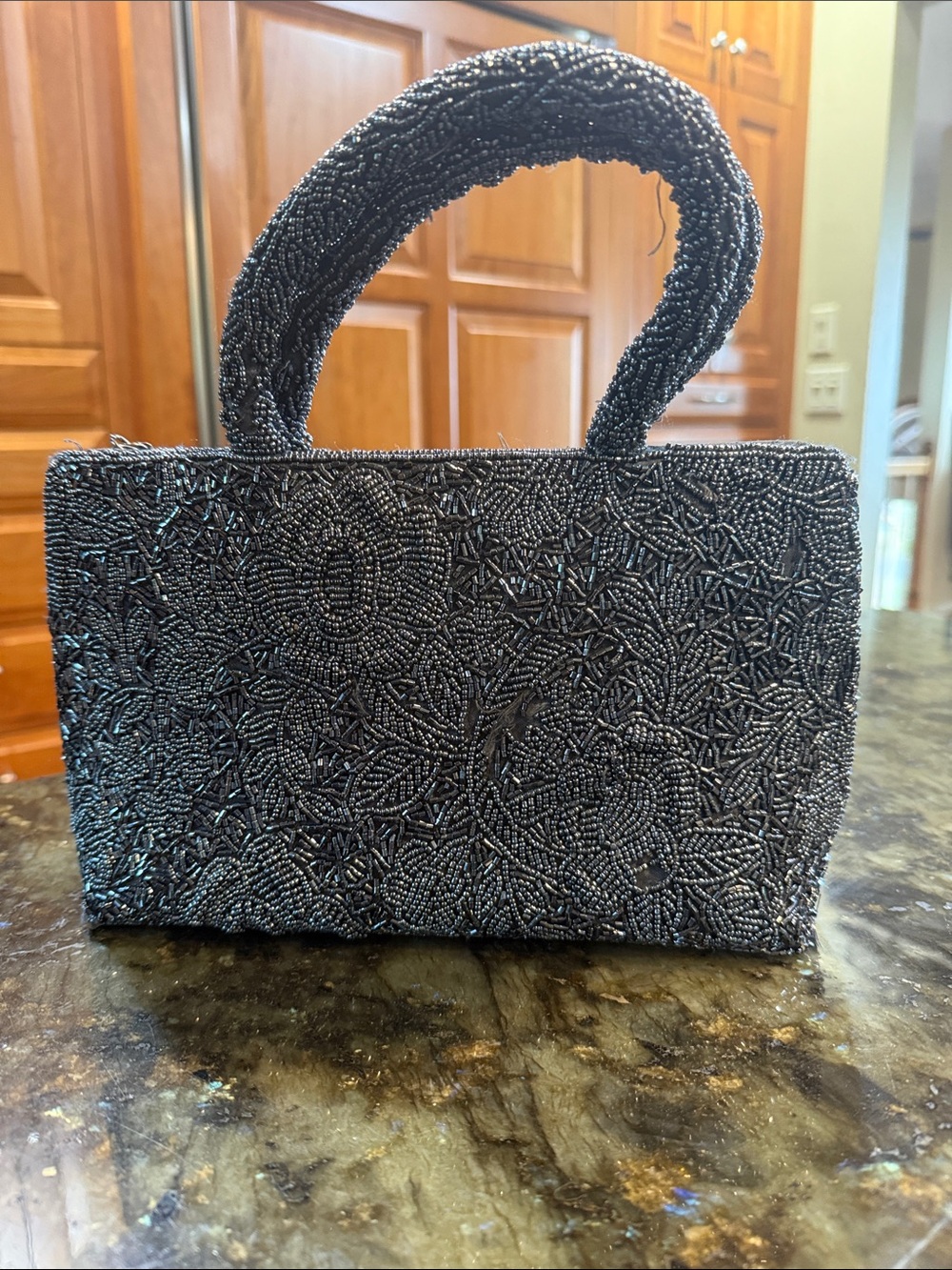 Vintage Blue Beaded Evening Bag - Picture 5 of 14